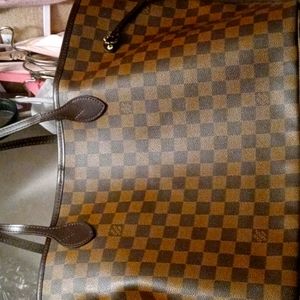Brown checkered tote bag